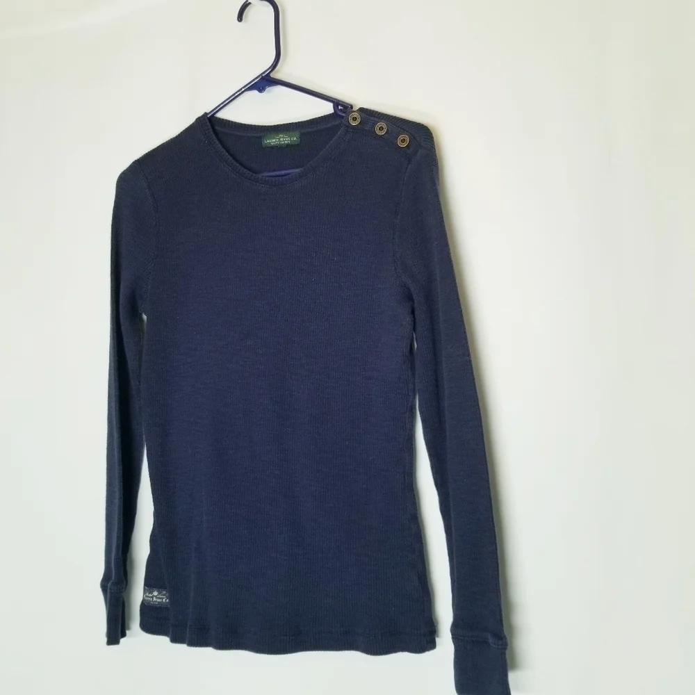 Lauren Jeans co LRL Lauren Ralph Lauren Navy blue long sleeve button‎ accent M